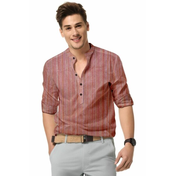 Printed Cotton Blend Shirt for Men, Maroon