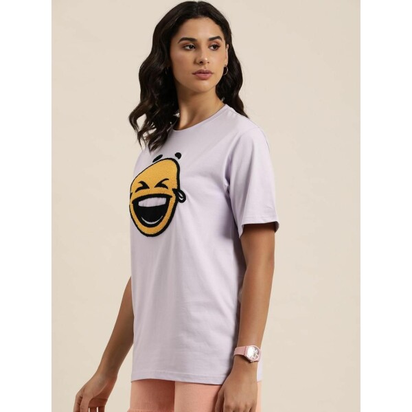 Cotton Lavender Graphic Oversized T-Shirt for Women