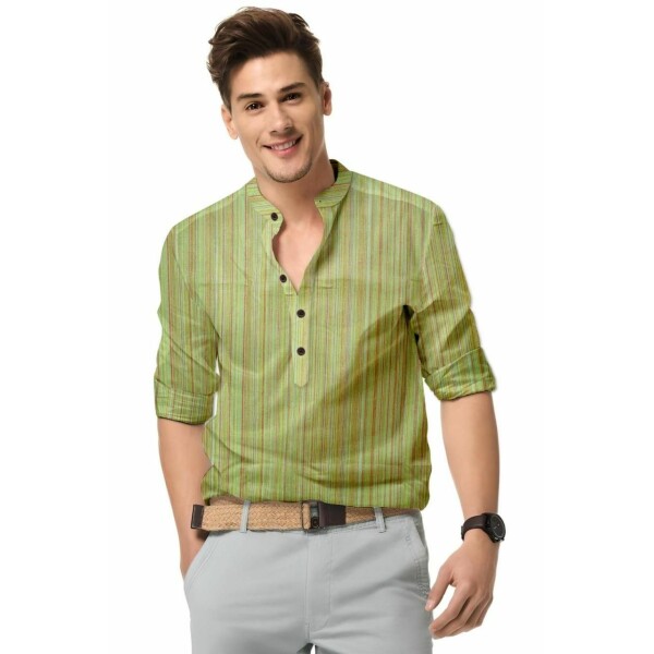 Printed Cotton Blend Shirt for Men, Green